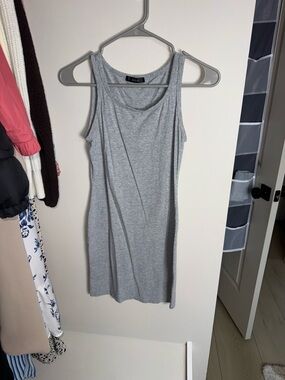 SHEIN Gray Ribbed Midi Tank Dress
